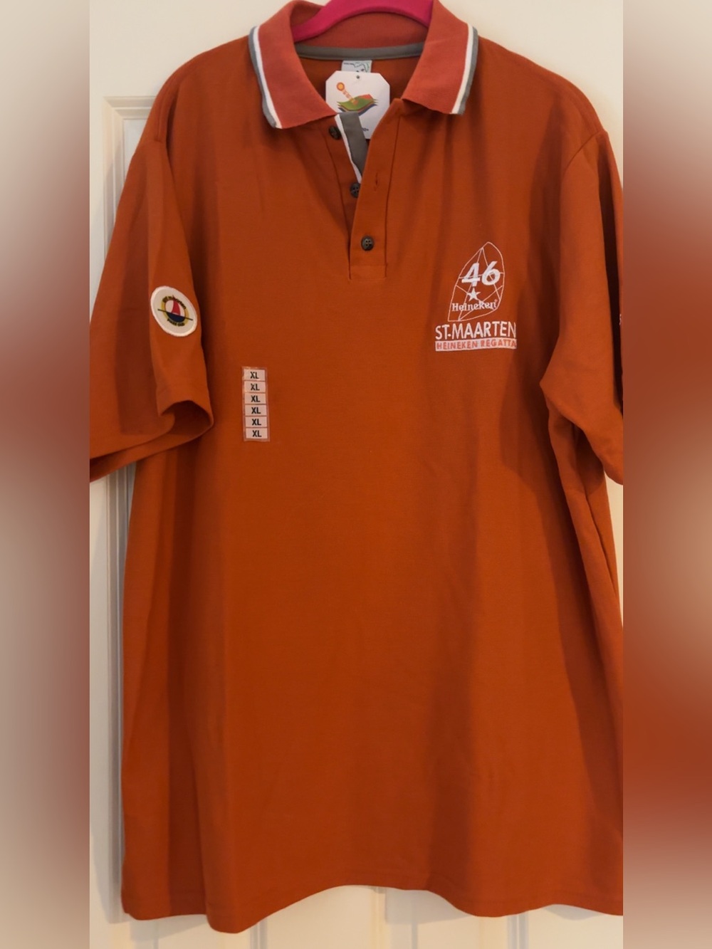 NWT ~ Men’s St. Maarten Heineken Regatta Orange Polo Shirt ~ Size XL